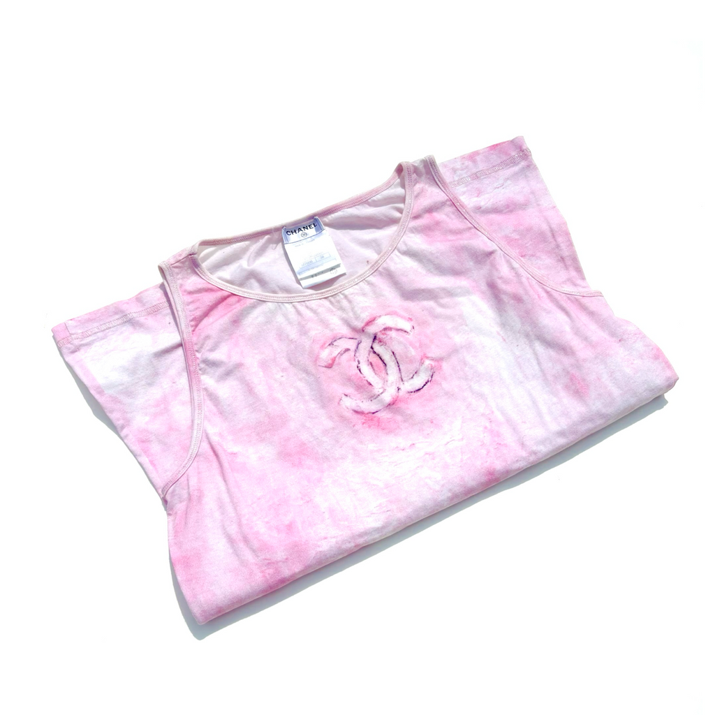 Vintage Pink Chanel Velour Tank Top