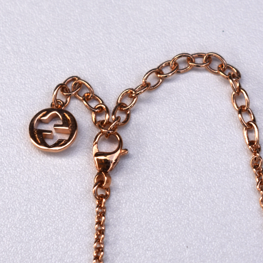 Rose Gold Gucci Crystal Script Necklace