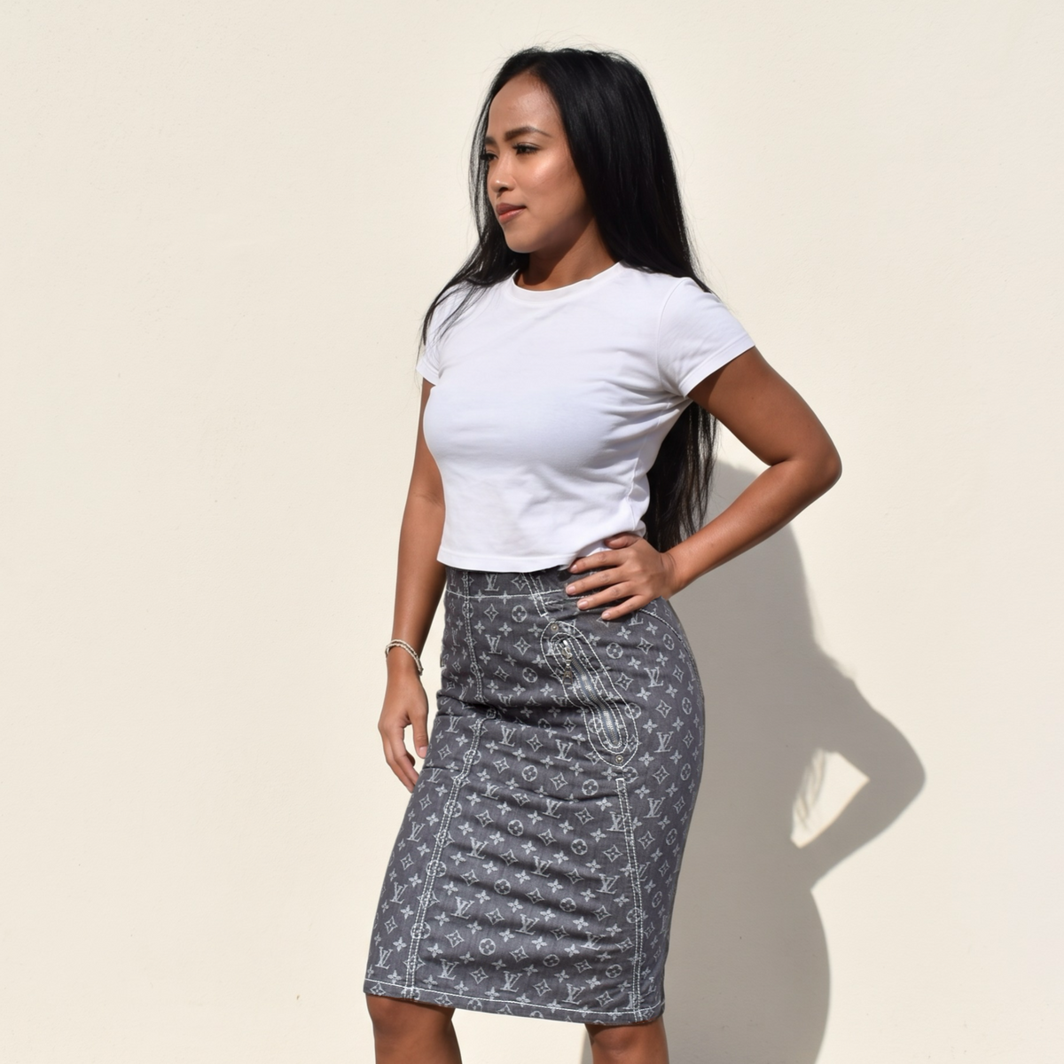 Vintage Grey Louis Vuitton Monogram Skirt