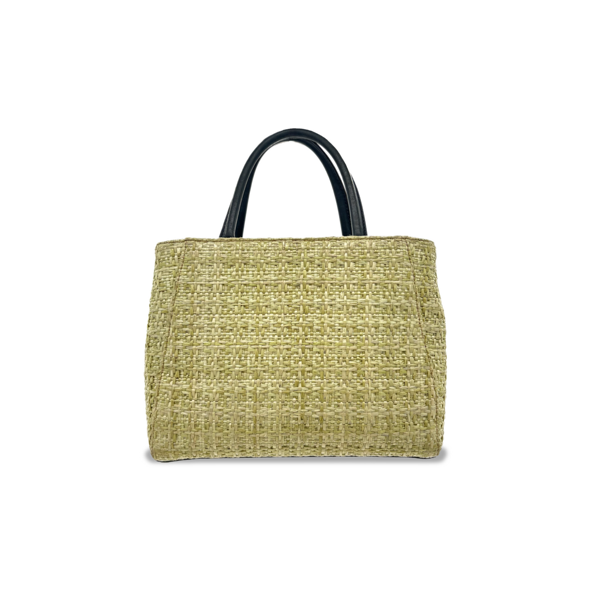 Vintage Green Fendi Petite 2Jours Straw Handbag