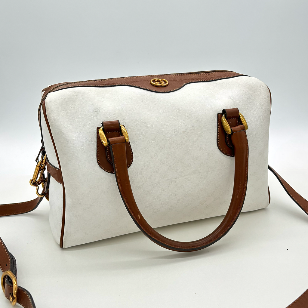 Vintage White Gucci Micro GG Handbag