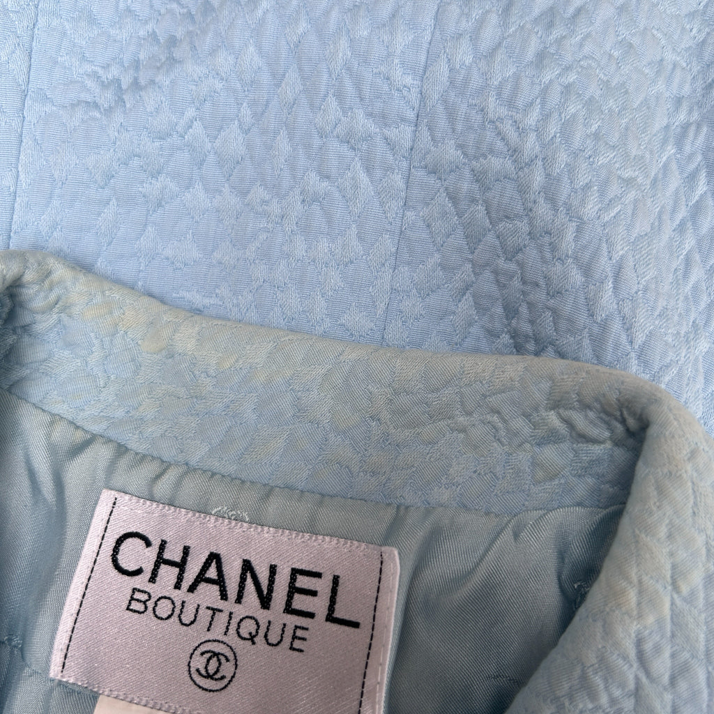 Vintage Baby Blue Chanel Two Piece Suit Set