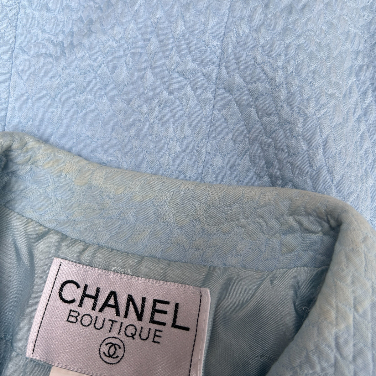 Vintage Baby Blue Chanel Two Piece Suit Set