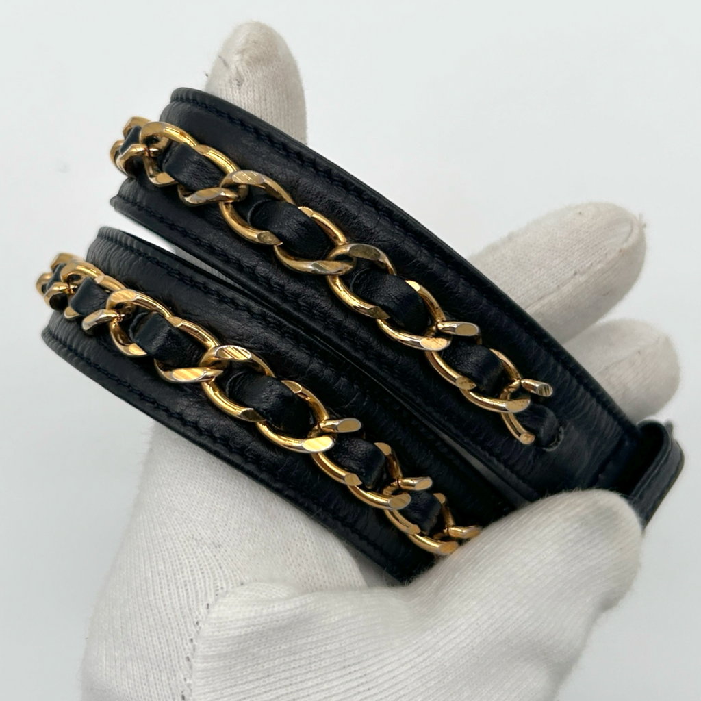Strap of vintage black Chanel Turnlock belt bag