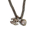 Vintage Silver Chanel CC Heart Necklace