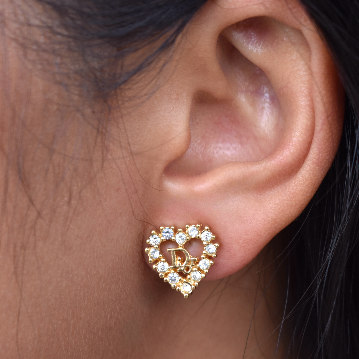 Vintage Gold Christian Dior Clip Heart Earrings