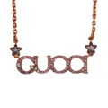 Rose Gold Gucci Crystal Script Necklace