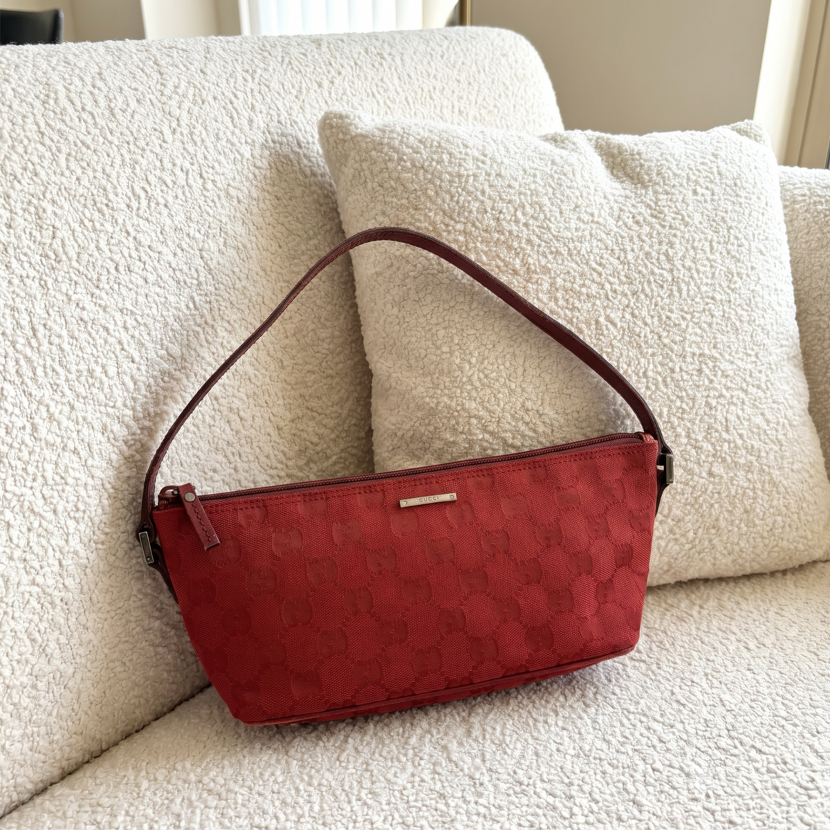 Vintage Red Gucci Boat Bag
