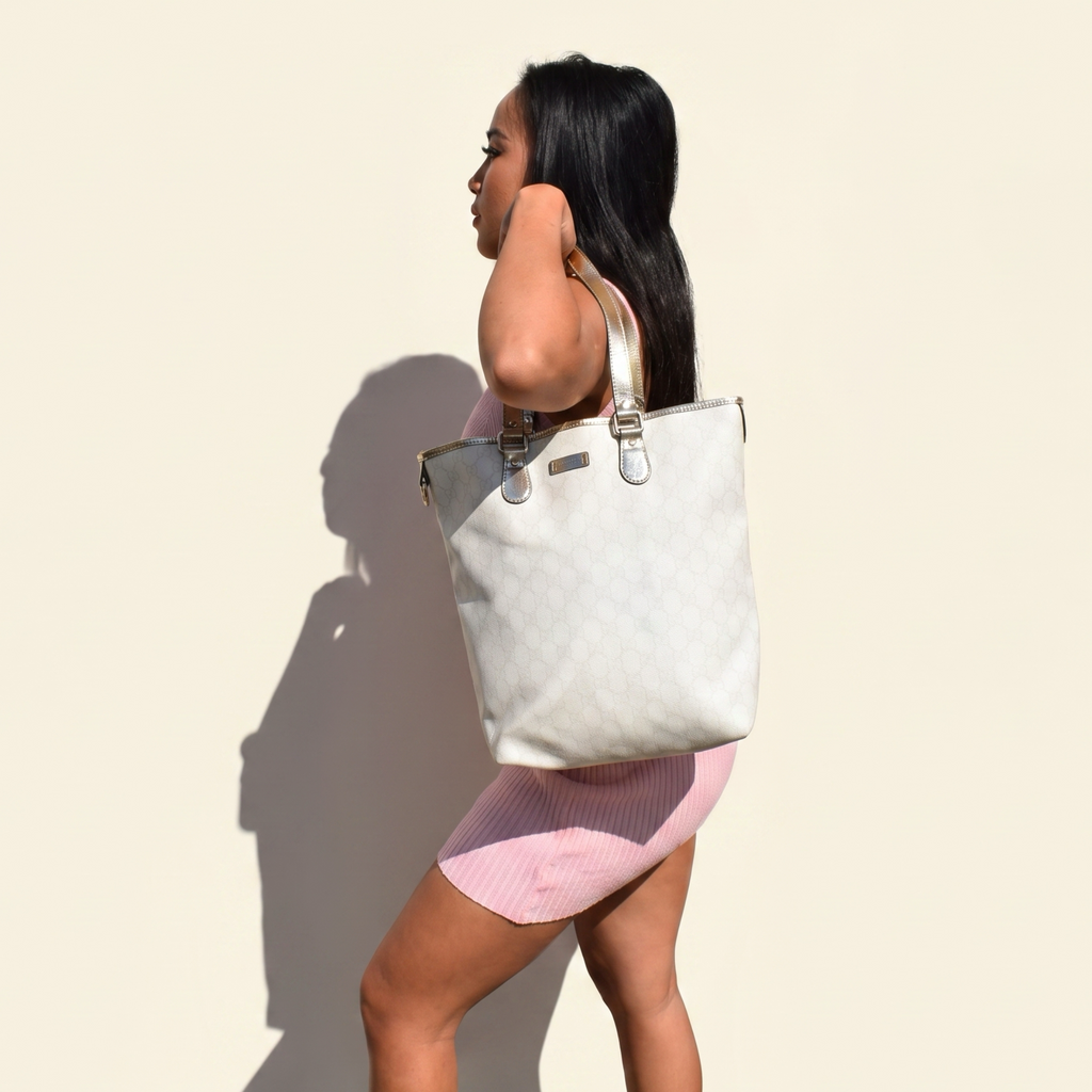 Vintage Silver Gucci Tote Bag