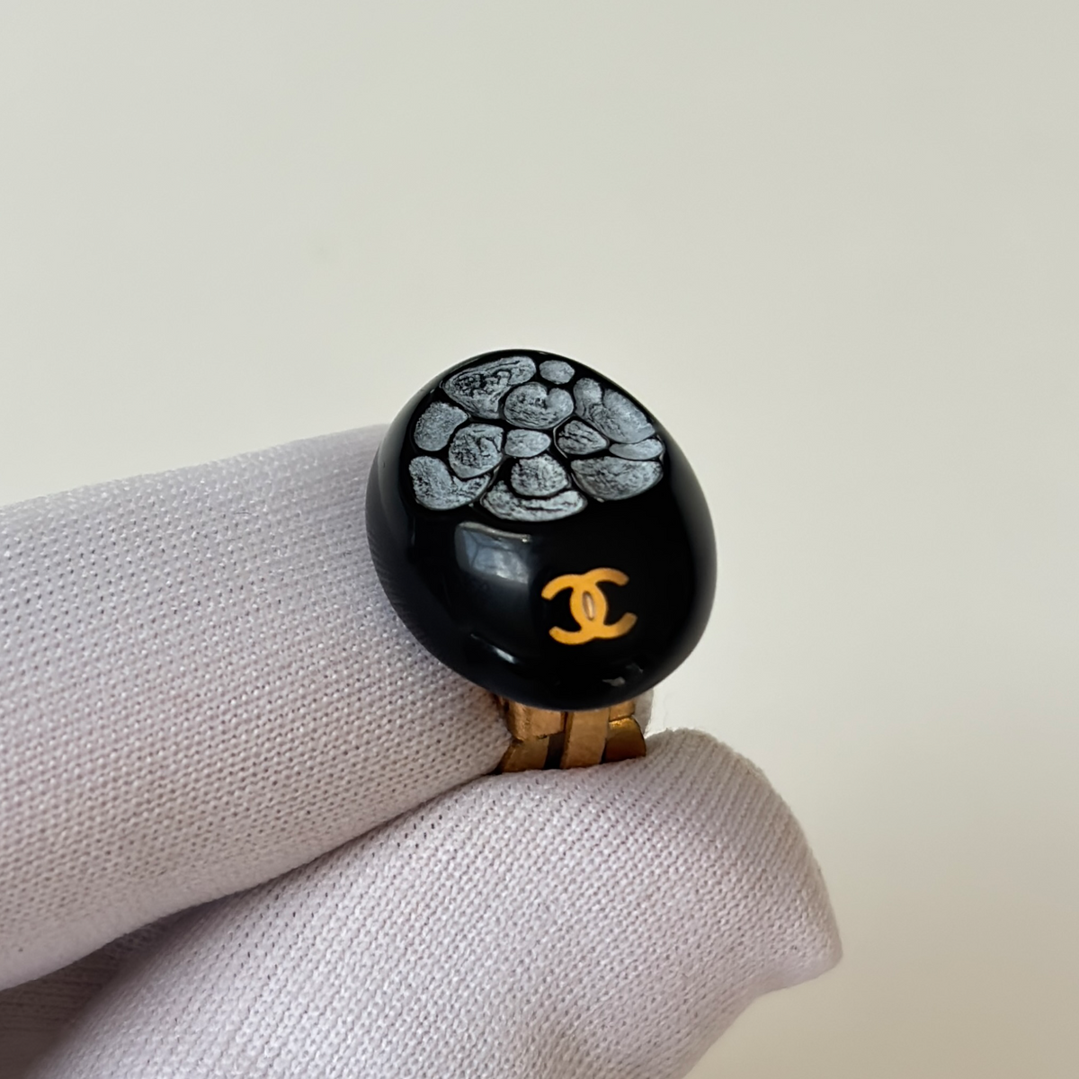 Vintage Black Chanel CC Clip-On Earrings
