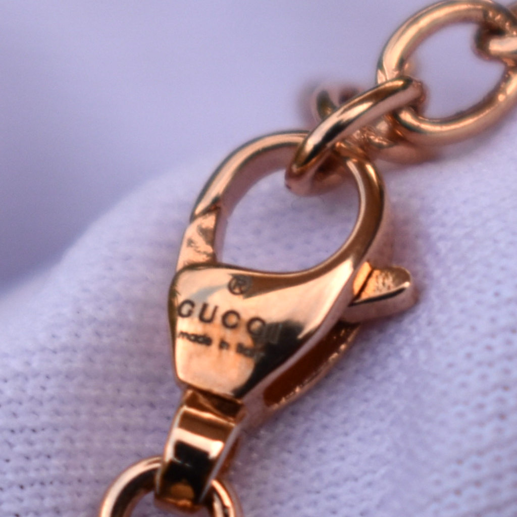 Rose Gold Gucci Crystal Script Necklace