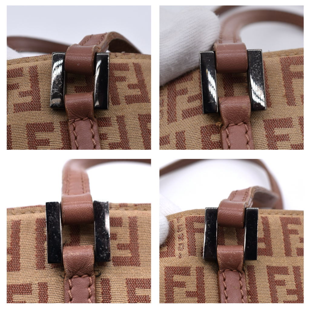 Vintage Beige and Pink Fendi Tote Bag