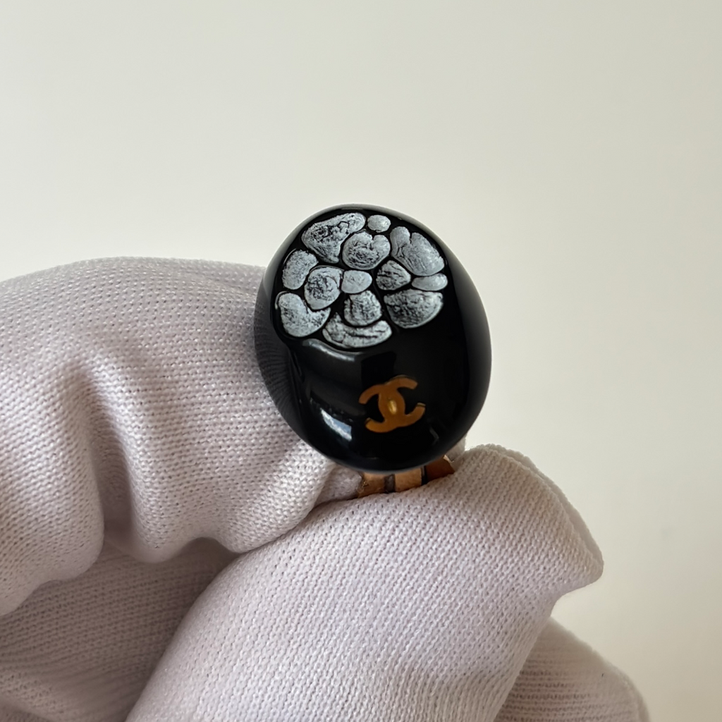 Vintage Black Chanel CC Clip-On Earrings