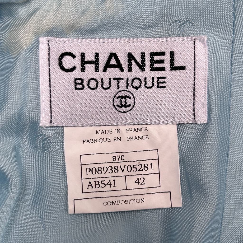 Vintage Baby Blue Chanel Two Piece Suit Set