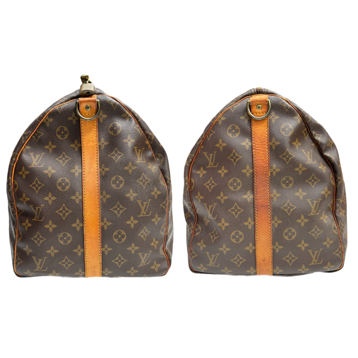 Side panels of vintage Louis Vuitton Bandoulière 55 monogram holdall