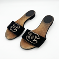 Vintage Black Chanel CC Sandals