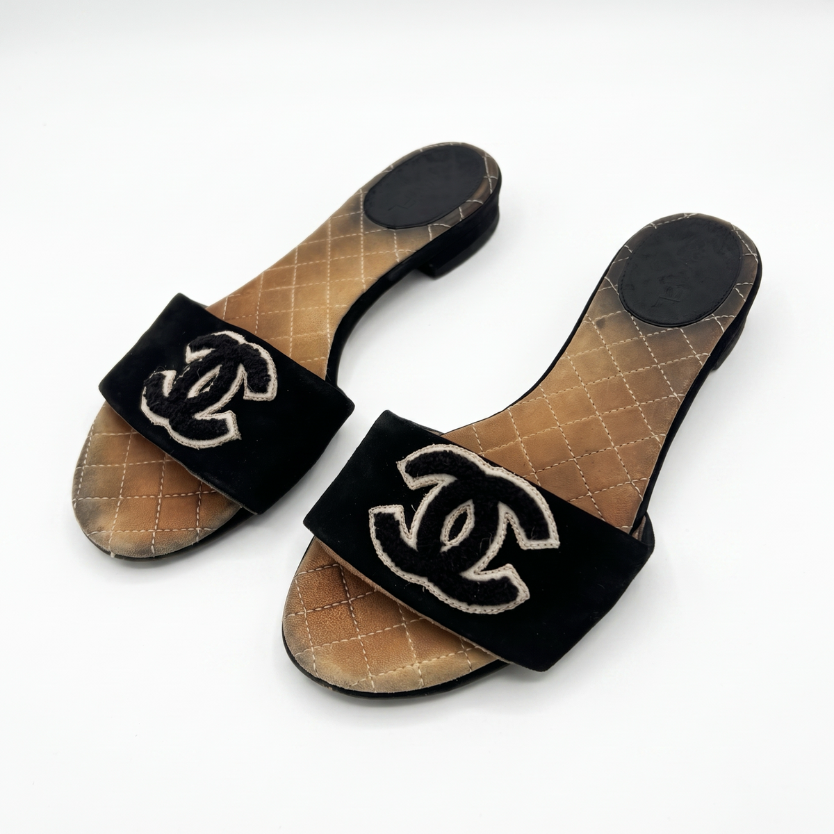 Vintage Black Chanel CC Sandals