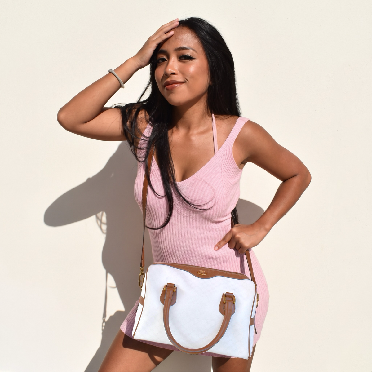 Vintage White Gucci Micro GG Handbag