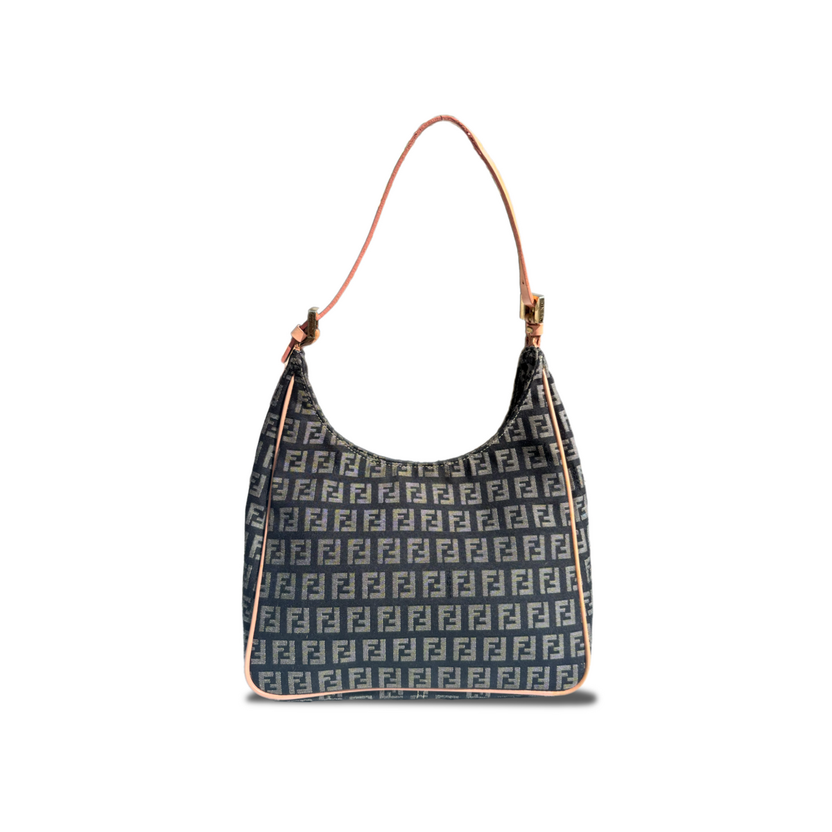 Vintage Grey Fendi Zucca Hobo Shoulder Bag